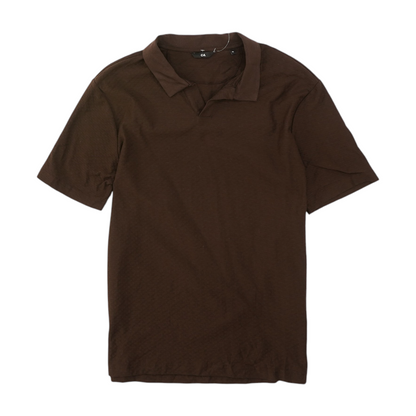 Brown Solid Short Sleeve Polo
