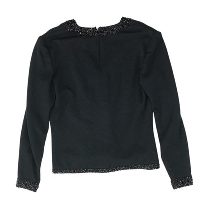 Vintage Black Ornate Beaded Knit Top with Shoulder Pads