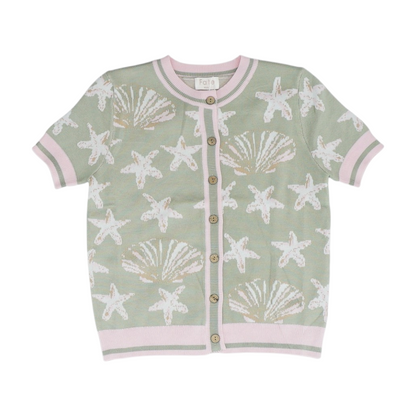 Green Print Cardigan