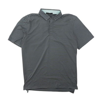 Gray Striped Short Sleeve Polo