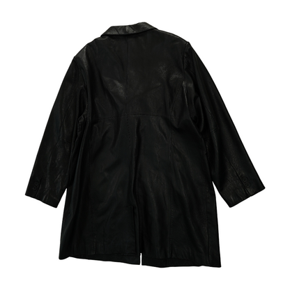 Black Plus Solid Leather Coat