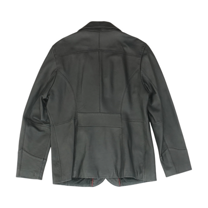 Black Solid Leather Jacket