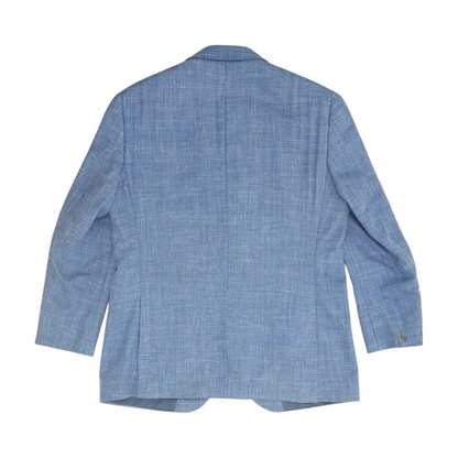 Blue Wool and Silk Solid Sport Coat