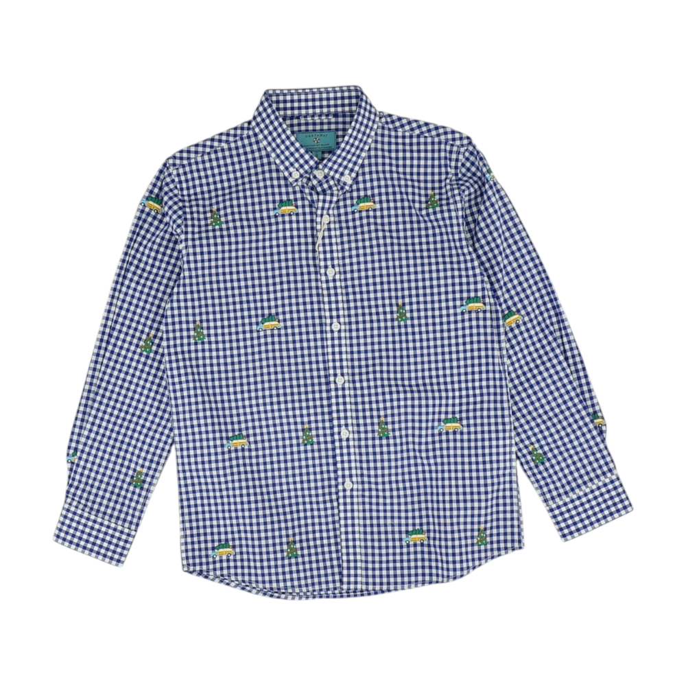 Blue Check Long Sleeve Polo
