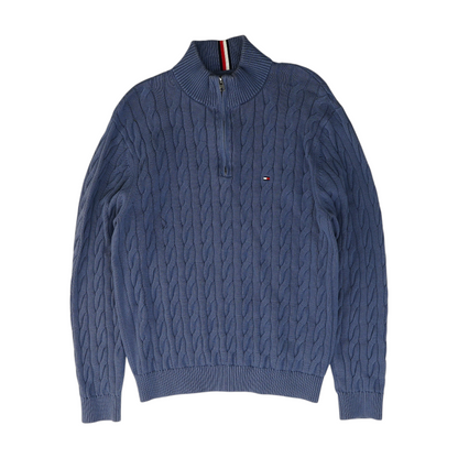 Blue Solid 1/4 Zip Sweater
