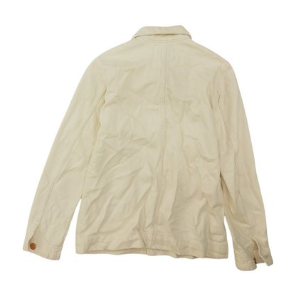 Beige Solid Denim Jacket