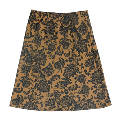 Brown Petite Floral Midi Skirt