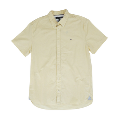 Yellow Solid Short Sleeve Button Down