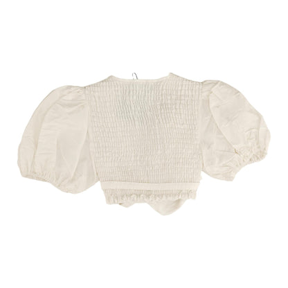White Solid Short Sleeve Blouse