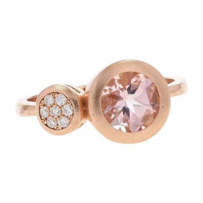 1 Ct 14K Rose Gold Matte Bezel Set Morganite And Pave Diamond Cocktail Ring