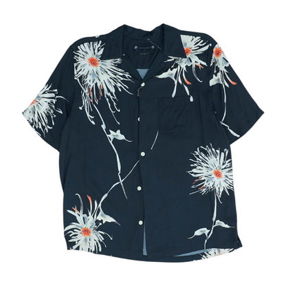 Black Floral Short Sleeve Button Down