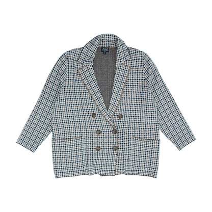Beige Plus Houndstooth Cardigan Sweater