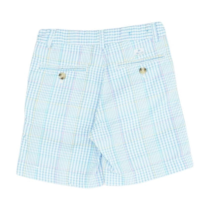 Blue Plaid Chino Shorts