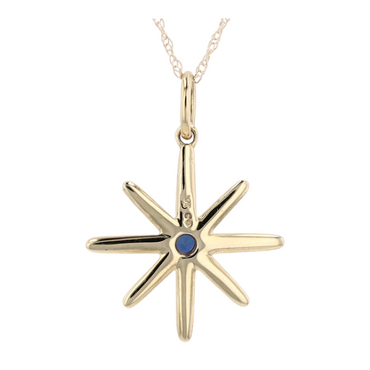 10K Yellow Gold Synthetic Sapphire Pendant Necklace