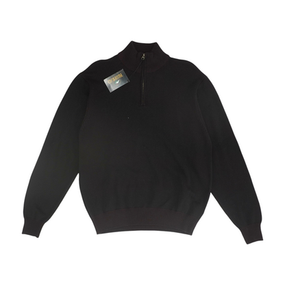 Black Solid 1/4 Zip Sweater