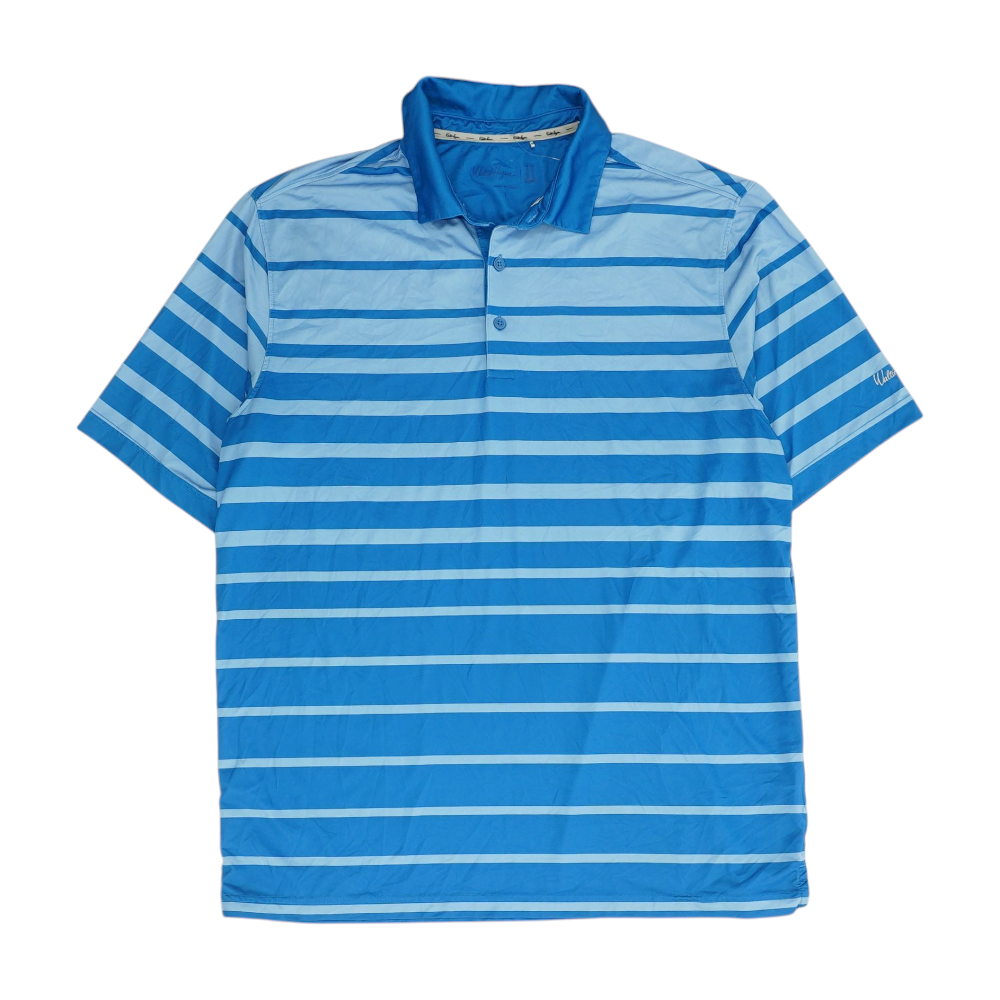 Walter Hagen Blue Striped Short Sleeve Polo – Image 1
