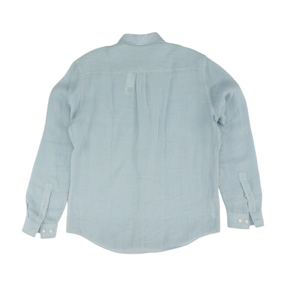 Blue Solid Long Sleeve Button Down