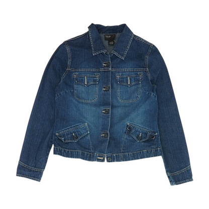 Blue Solid Denim Jacket