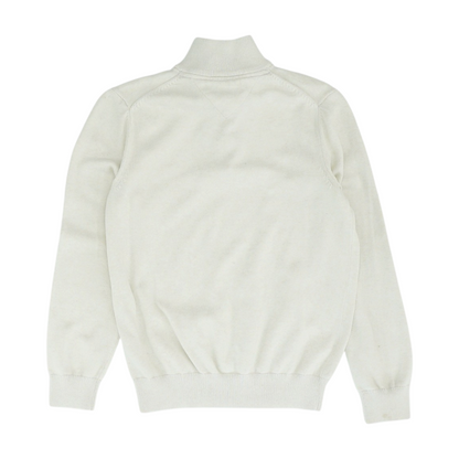 Beige Solid 1/4 Zip Sweater