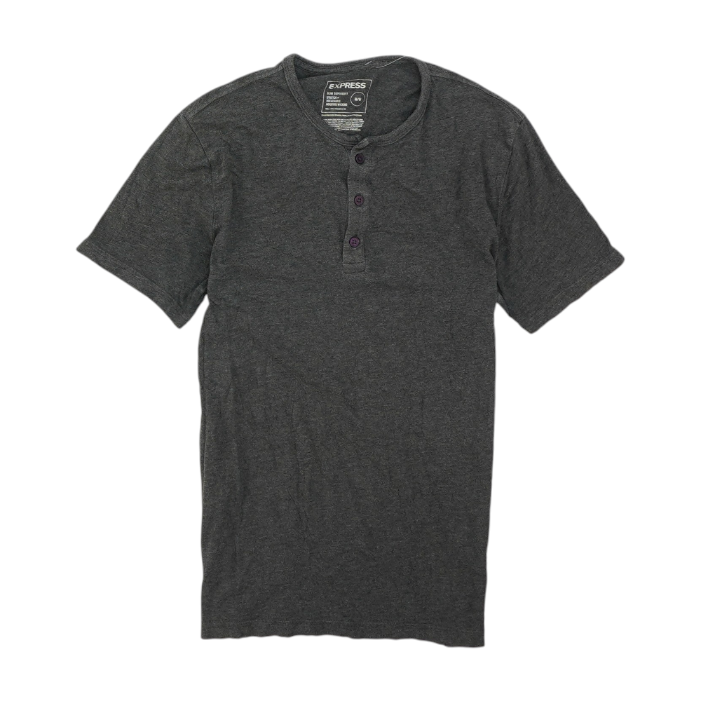 Gray Solid Henley T-Shirt
