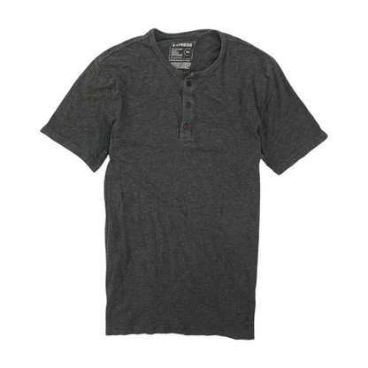 Gray Solid Henley T-Shirt