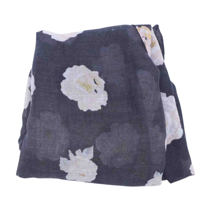 Navy Floral Scarf