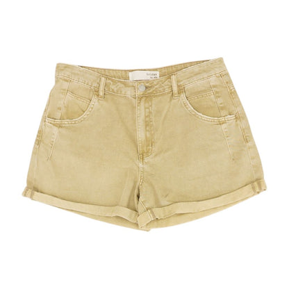 Khaki Solid Denim Shorts