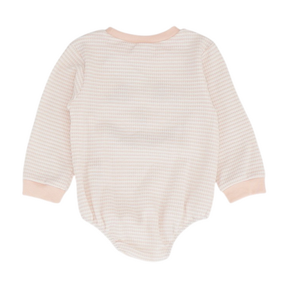 Pink Striped Long Sleeve One-Piece