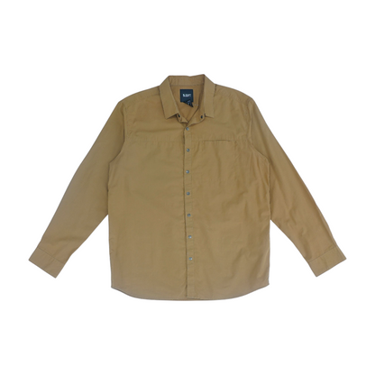 Tan Solid Long Sleeve Button Down