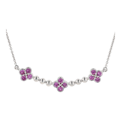 1/5 ctw 14K White Gold Pink Sapphire Station Necklace – Image 3