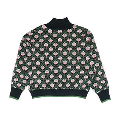 Green Print Pullover Sweater