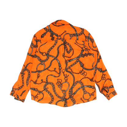 Orange Print Button Down