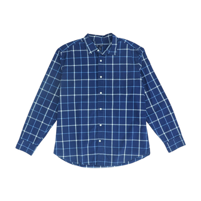 Navy Plaid Long Sleeve Button Down