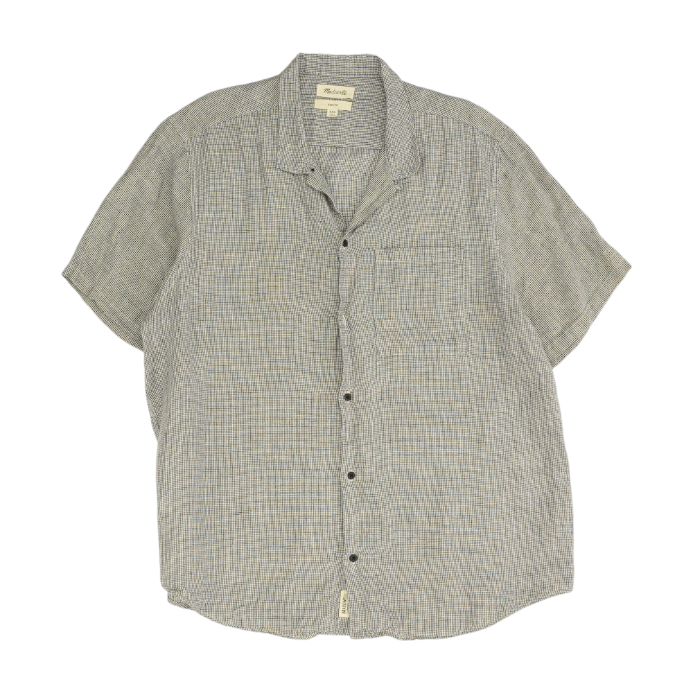 Black Plaid Short Sleeve Button Down