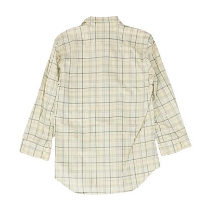 Vintage Beige Plaid Long Sleeve Button Down