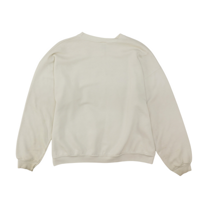 Vintage White Solid Sweatshirt Pullover