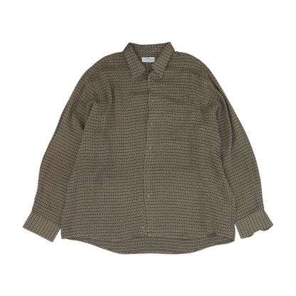 Brown Print Long Sleeve Button Down