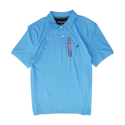 Blue Solid Short Sleeve Polo