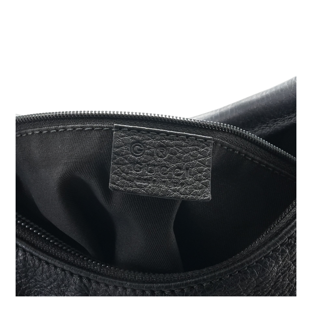 Black Leather Hobo Shoulder Bag
