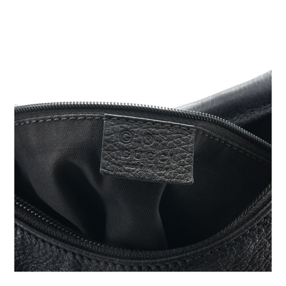 Black Leather Hobo Shoulder Bag