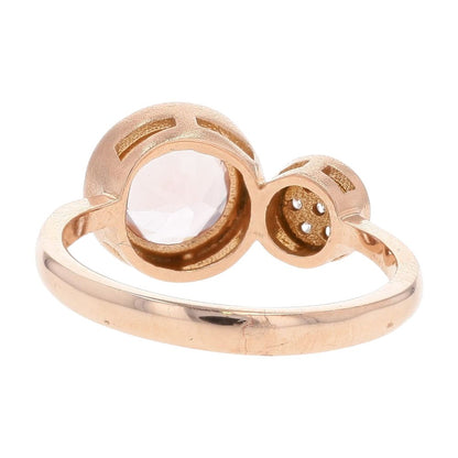 1 Ct 14K Rose Gold Matte Bezel Set Morganite And Pave Diamond Cocktail Ring