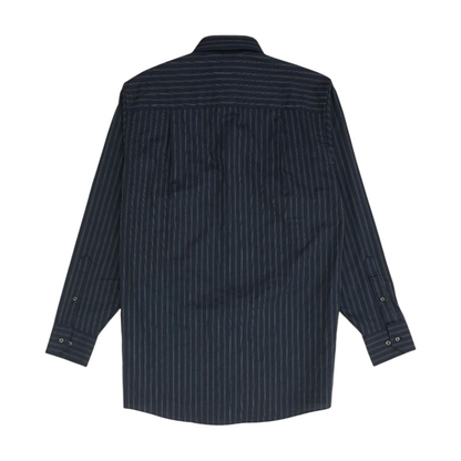 Navy Striped Long Sleeve Button Down