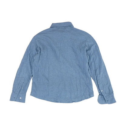Blue Solid Long Sleeve Polo