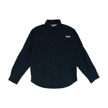 Black Solid Outdoor Button Down