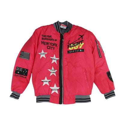 Pink Embroidery Detail Bomber Jacket