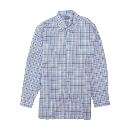 Blue Big & Tall Plaid Long Sleeve Button Down