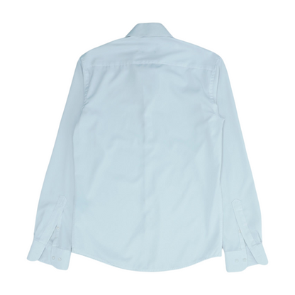 White Solid Long Sleeve Button Down