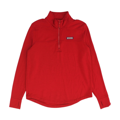 Red Solid 1/4 Zip Pullover
