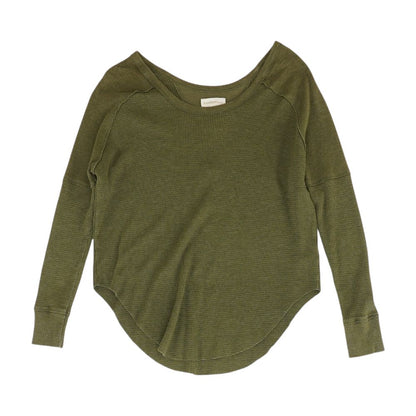 Green Solid Crewneck Knit Top