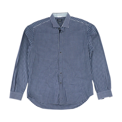 Navy Check Long Sleeve Button Down